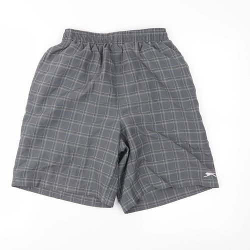 slagenger Mens Grey Plaid  Sweat Shorts Size S