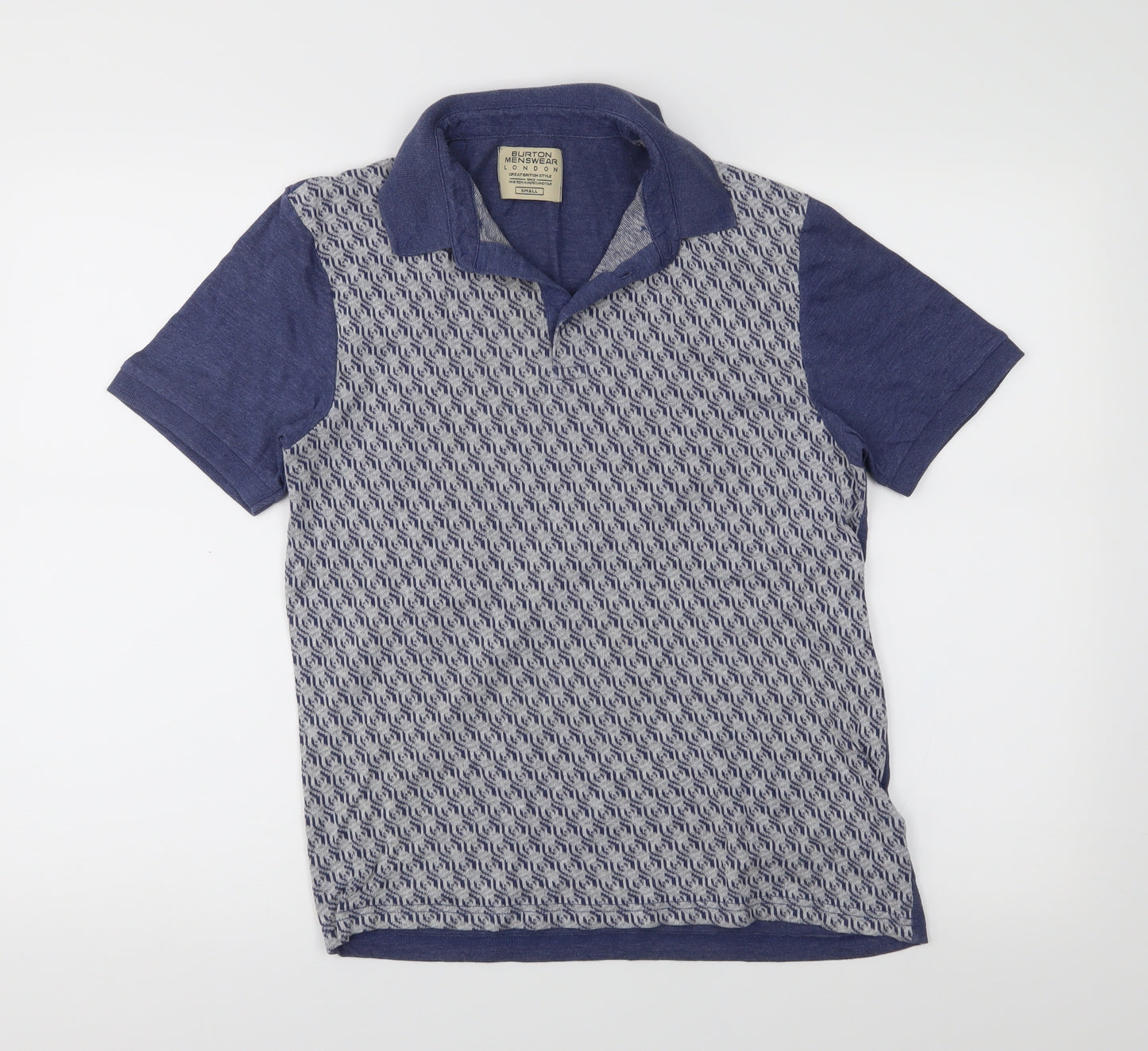 Burton Menswear Mens Black Geometric   Polo Size S