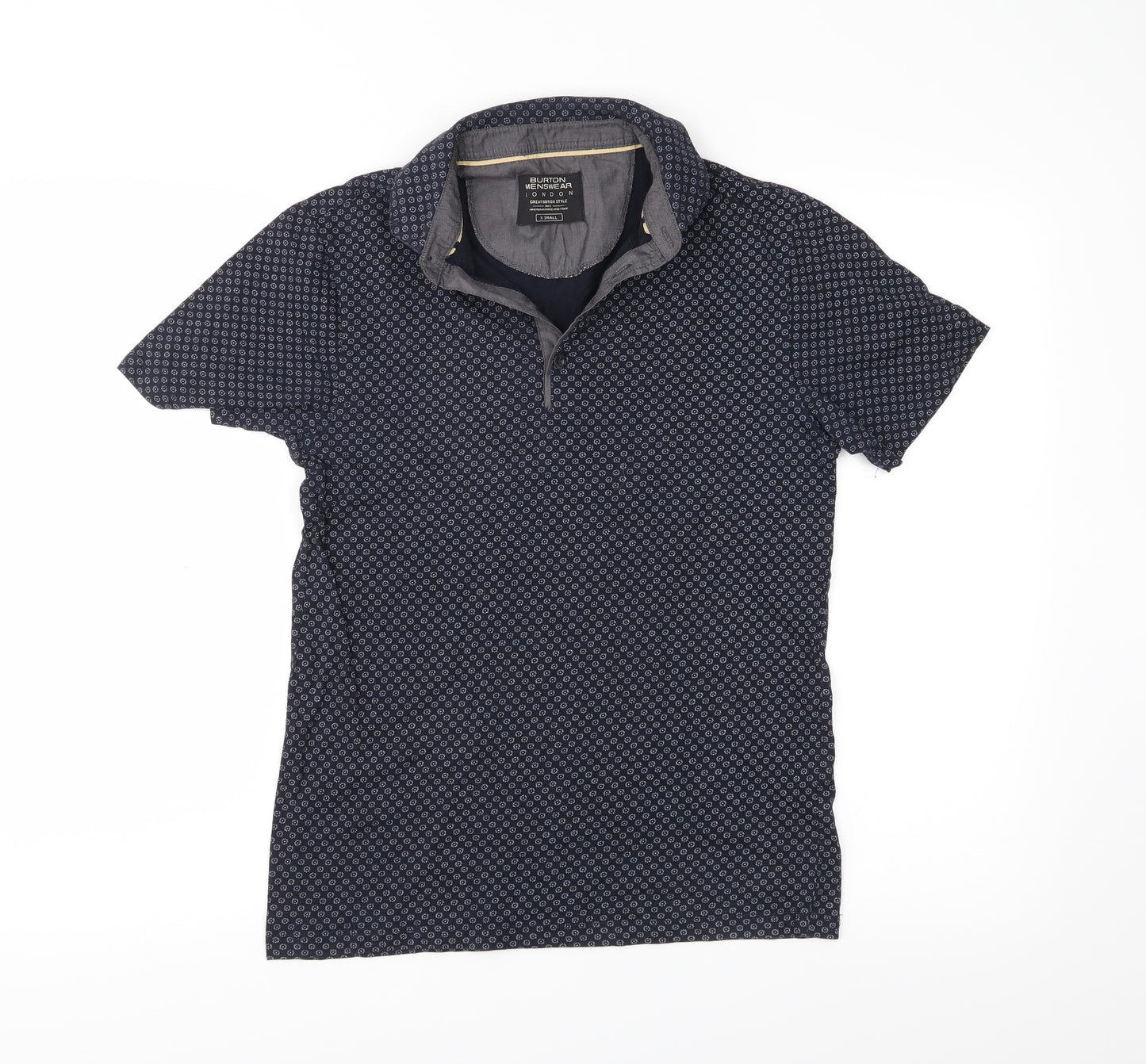Burton Menswear Mens Blue Floral   Polo Size XS