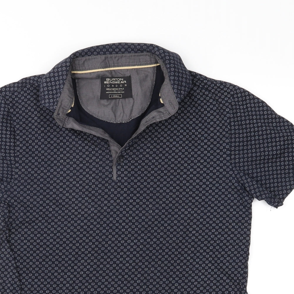 Burton Menswear Mens Blue Floral   Polo Size XS