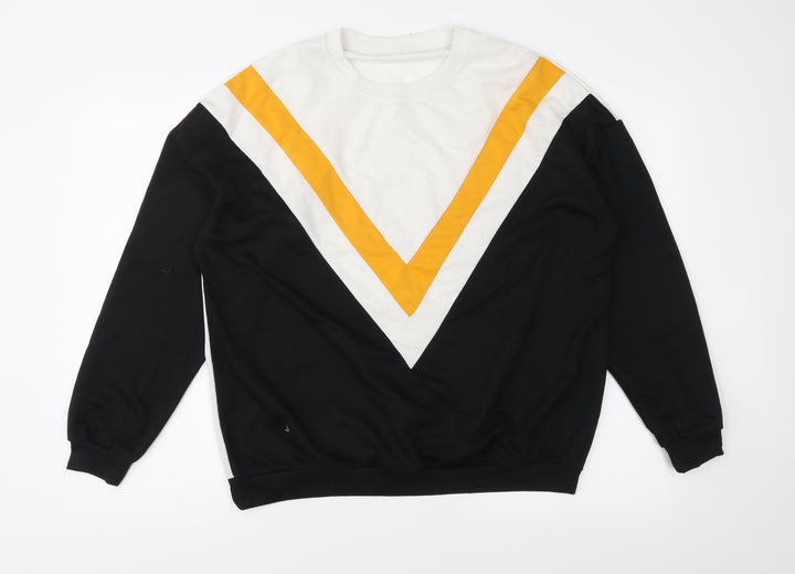 Preworn Womens Black Herringbone  Pullover Sweatshirt Size XL