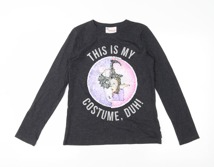Emoji Girls Grey   Basic Casual Size 11-12 Years  - Reversible sequins