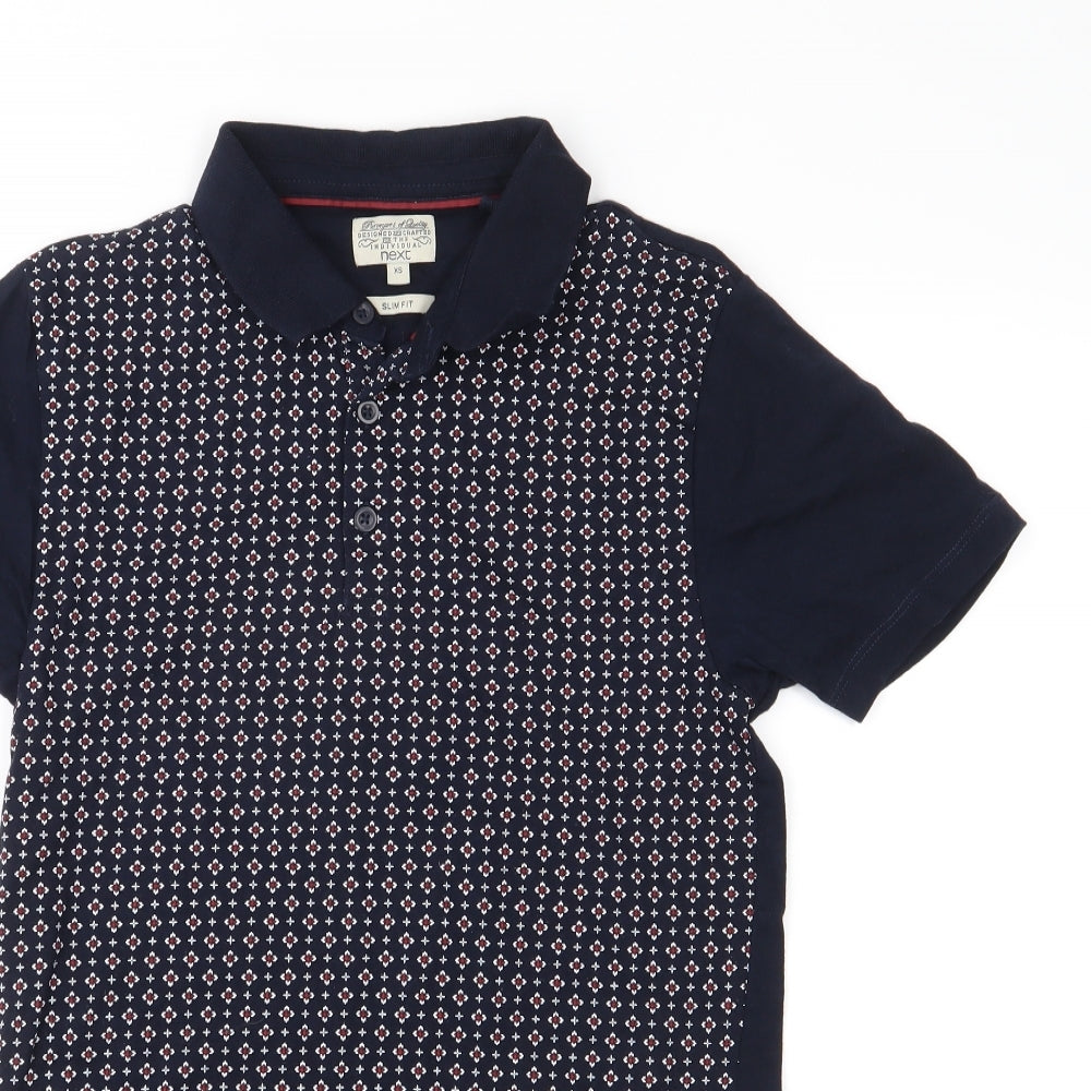 NEXT Mens Blue    Polo Size XS  - pattern on front