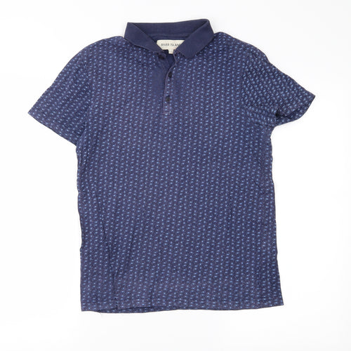 River Island Mens Blue Paisley   Polo Size XS