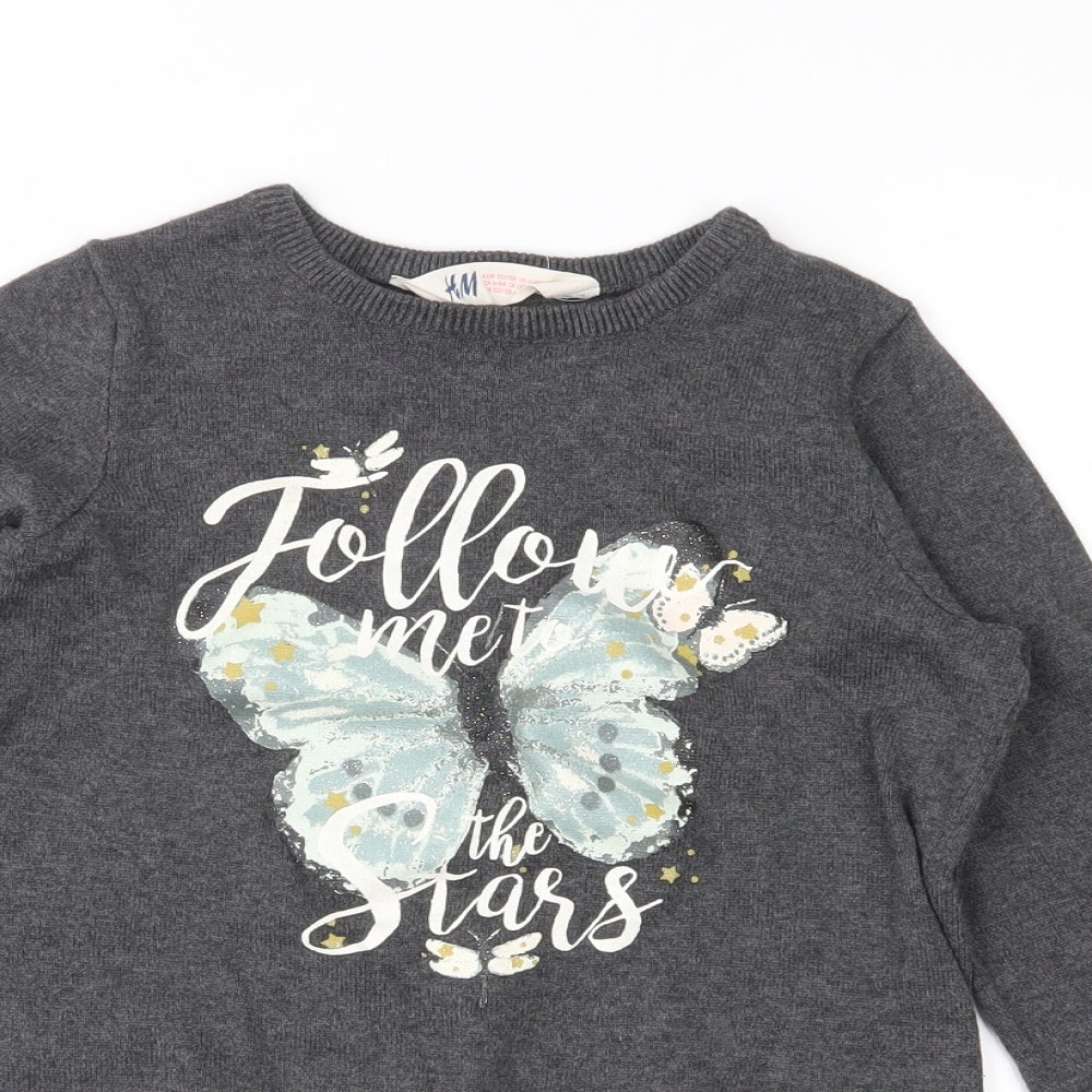 H&M Girls Grey   Pullover Jumper Size 7-8 Years