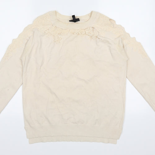 Topshop Womens Ivory   Pullover Jumper Size 12  - hole detail on each shoulder