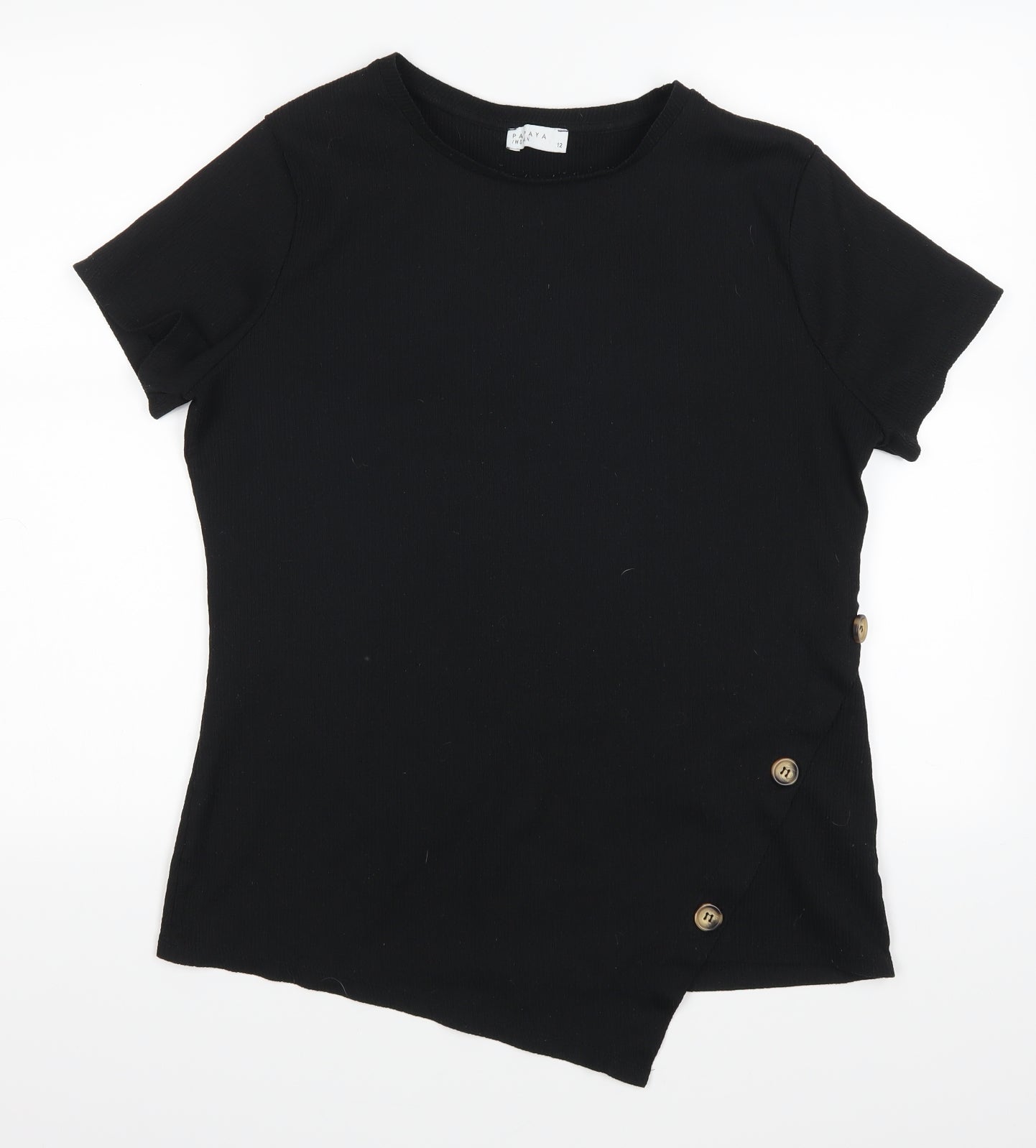 Papaya Womens Black   Basic T-Shirt Size 12