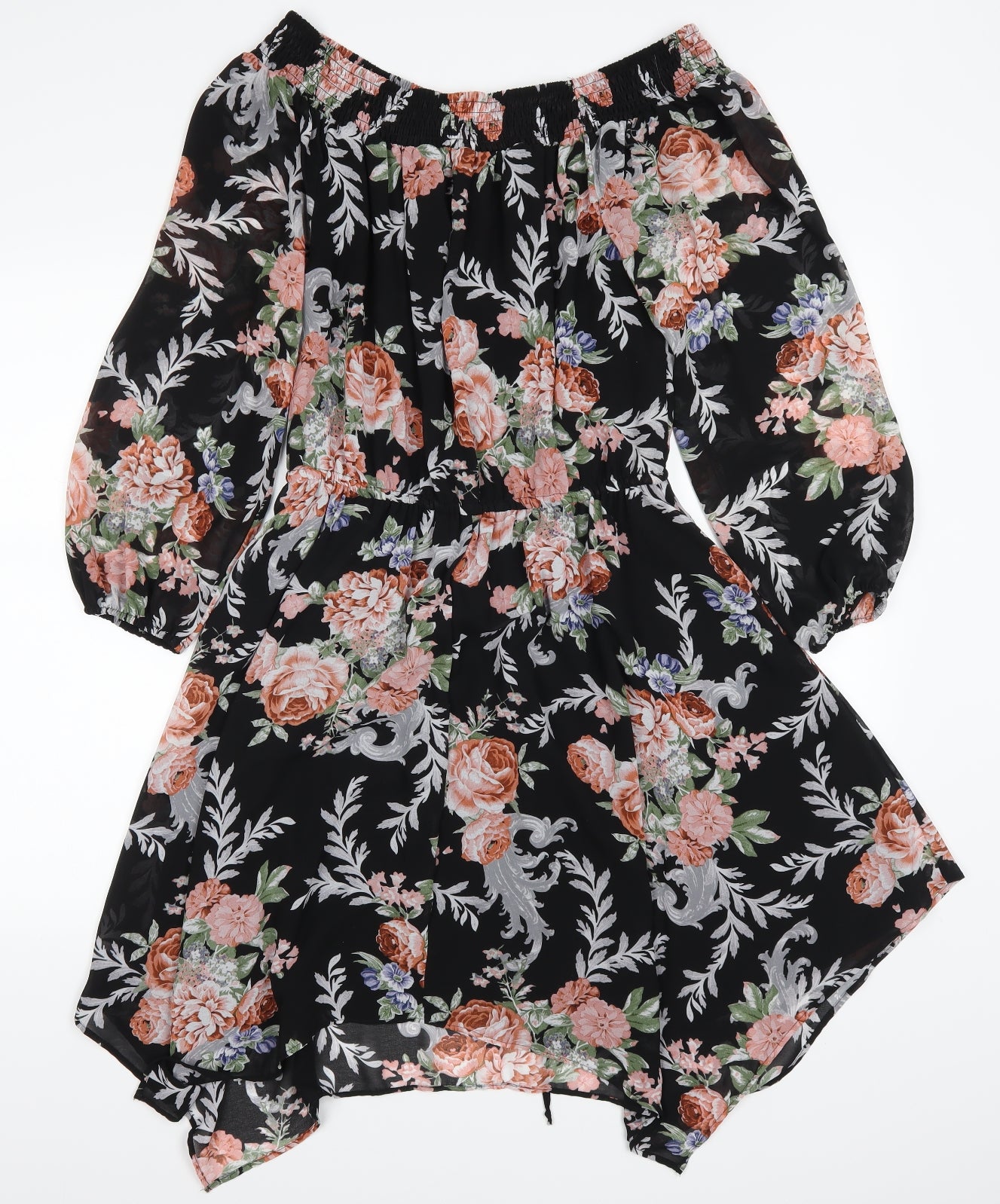 New Look Womens Black Floral  Fit & Flare  Size 12
