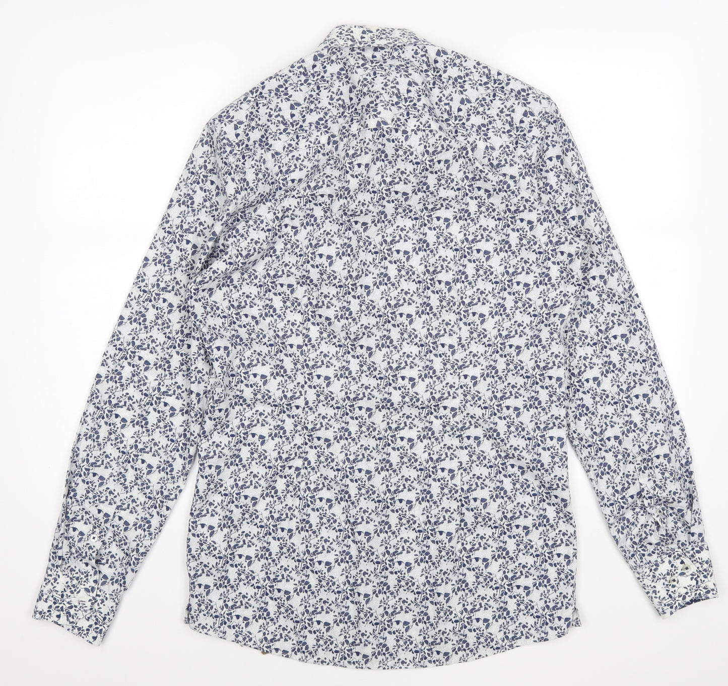 NEXT Mens White Floral   Dress Shirt Size 38