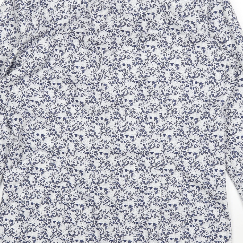 NEXT Mens White Floral   Dress Shirt Size 38