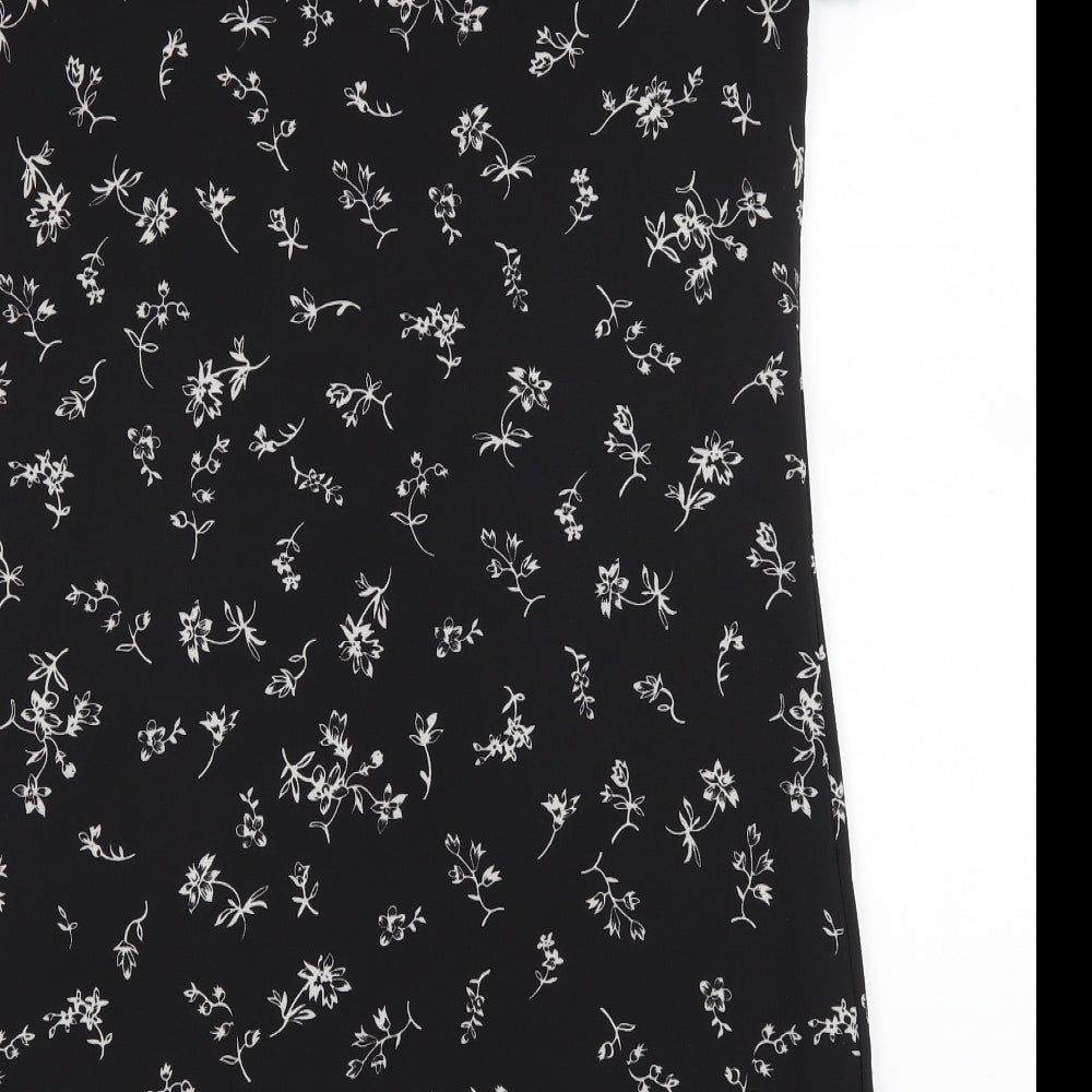 Yumi Womens Black Floral  T-Shirt Dress  Size 14