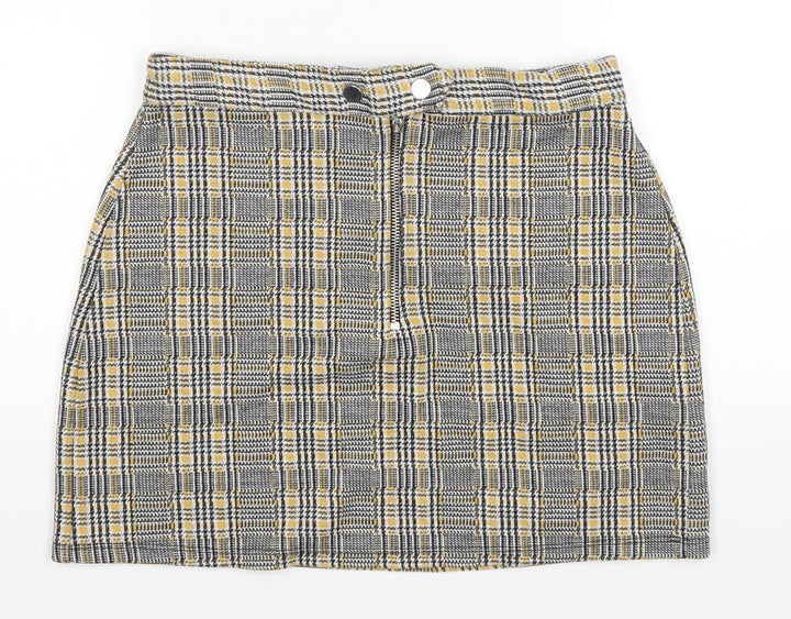 Topshop Womens Yellow Plaid  A-Line Skirt Size 10