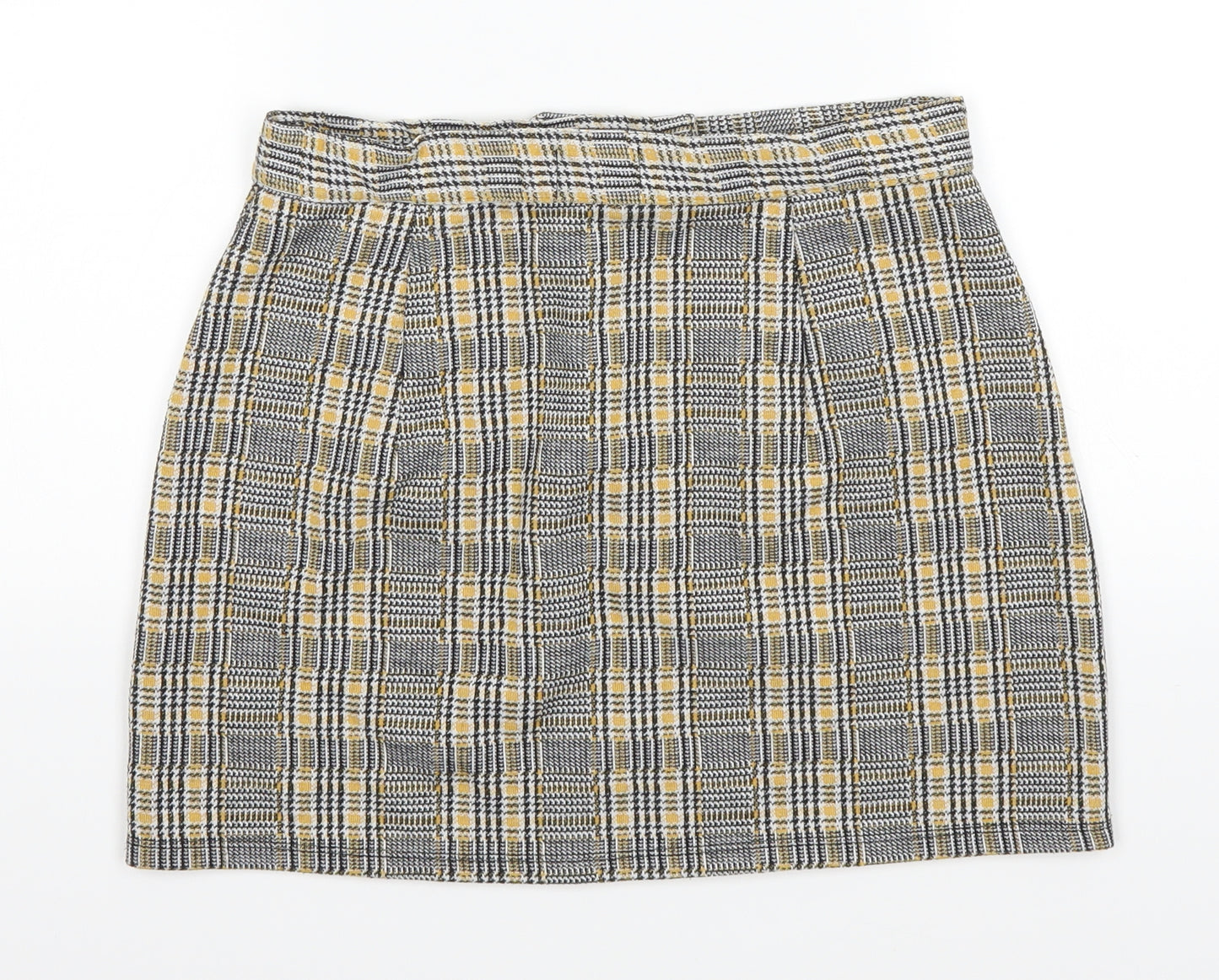 Topshop Womens Yellow Plaid  A-Line Skirt Size 10