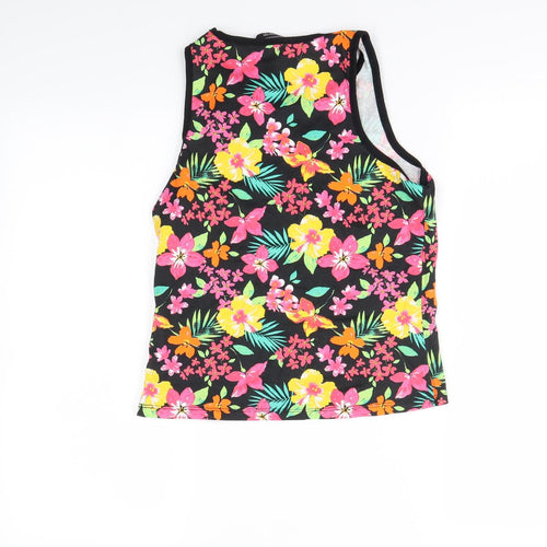 George Girls Black Floral  Basic Tank Size 11-12 Years
