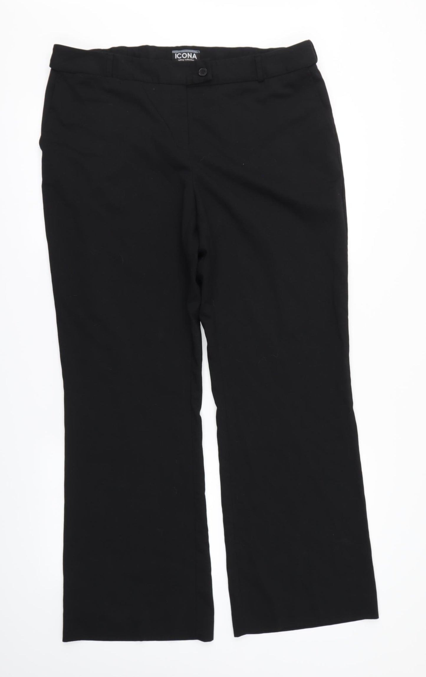Icona Womens Black   Cropped Trousers Size 16 L28.5 in