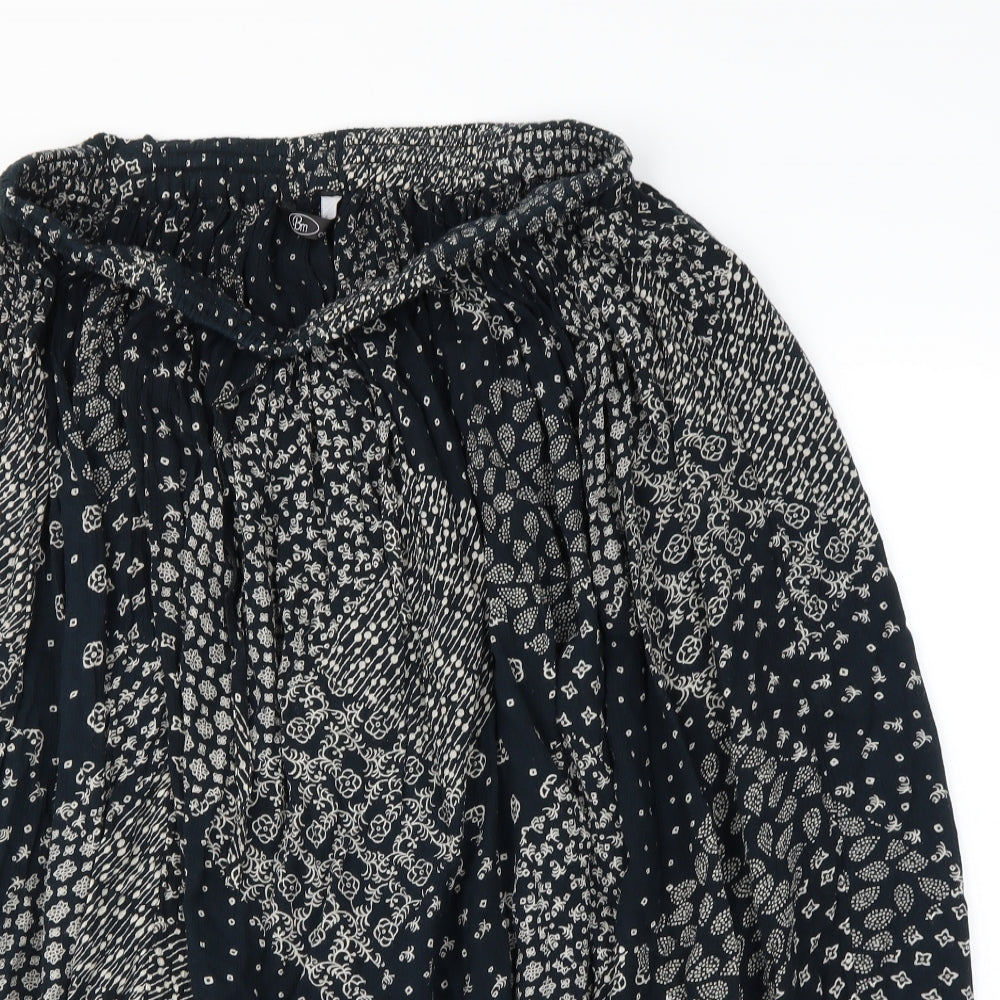BM Womens Black Floral  Flare Skirt One Size