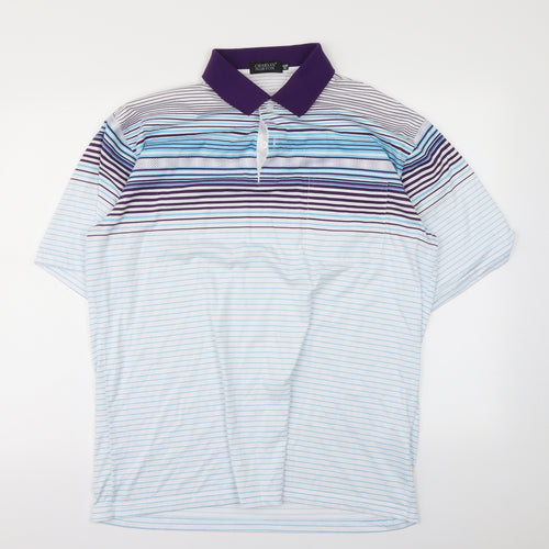 Charles Norton Mens White Striped   Polo Size XL