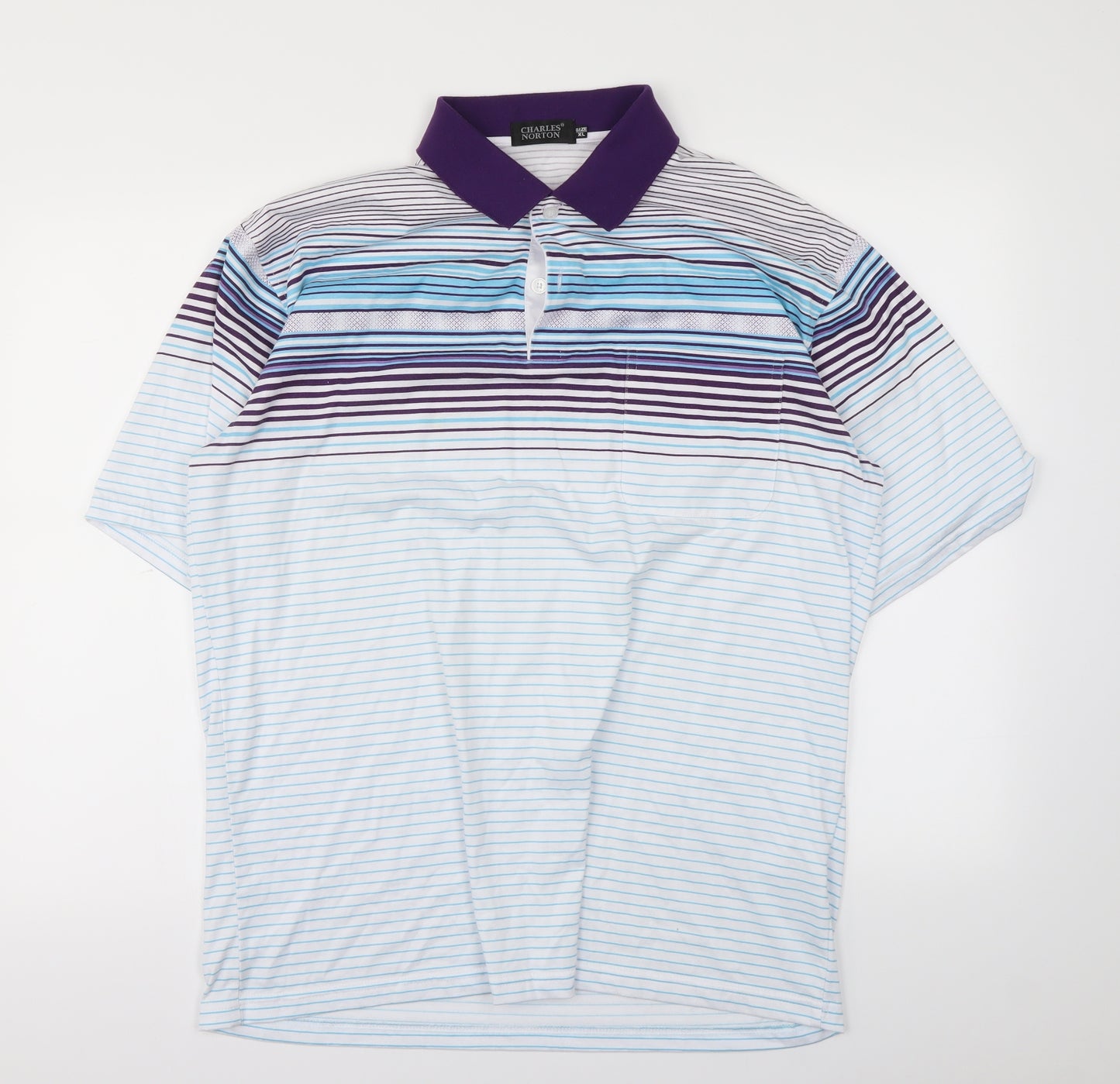 Charles Norton Mens White Striped   Polo Size XL