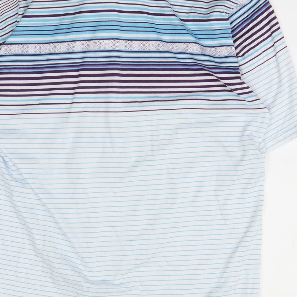 Charles Norton Mens White Striped   Polo Size XL