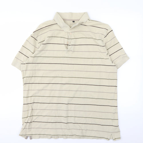 Preworn Mens Beige Striped   Polo Size XL