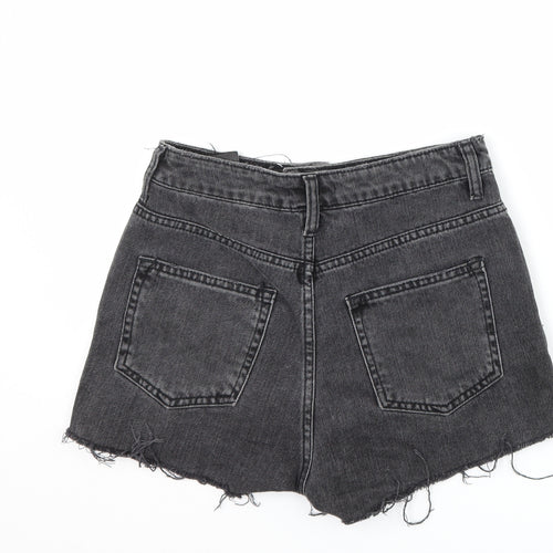 New Look Womens Black  Denim Hot Pants Shorts Size 6 - distressed