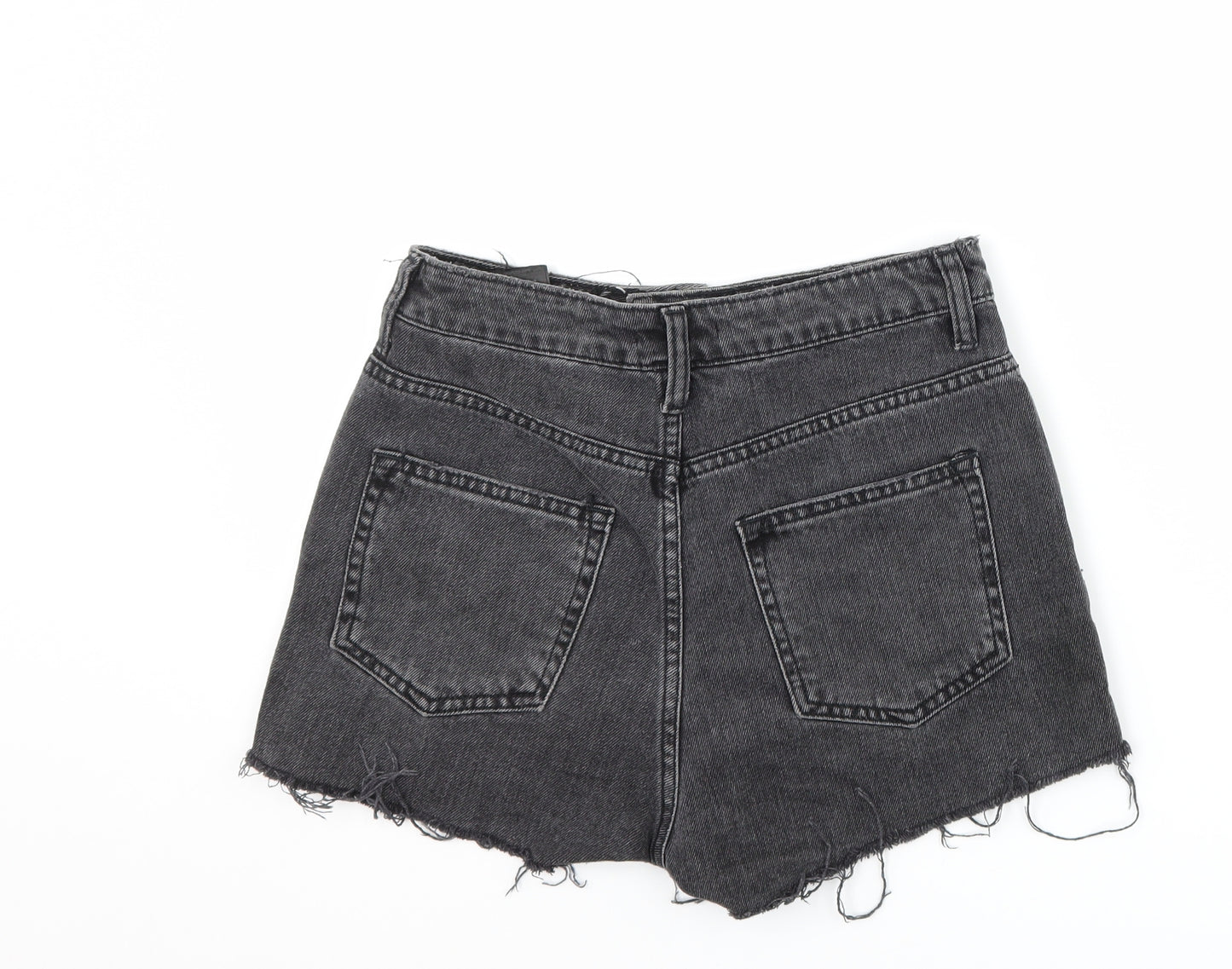 New Look Womens Black  Denim Hot Pants Shorts Size 6 - distressed