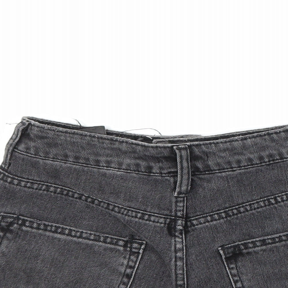 New Look Womens Black  Denim Hot Pants Shorts Size 6 - distressed