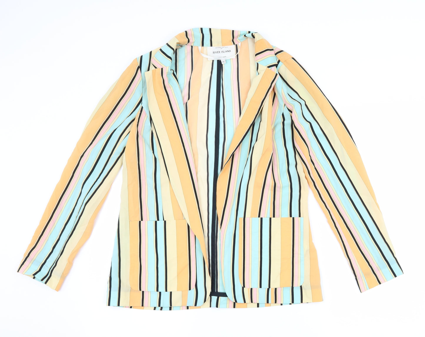 River Island Womens Orange Striped  Jacket Blazer Size 14