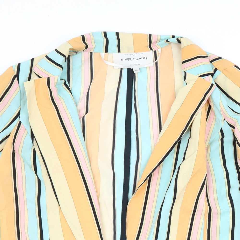 River Island Womens Orange Striped  Jacket Blazer Size 14
