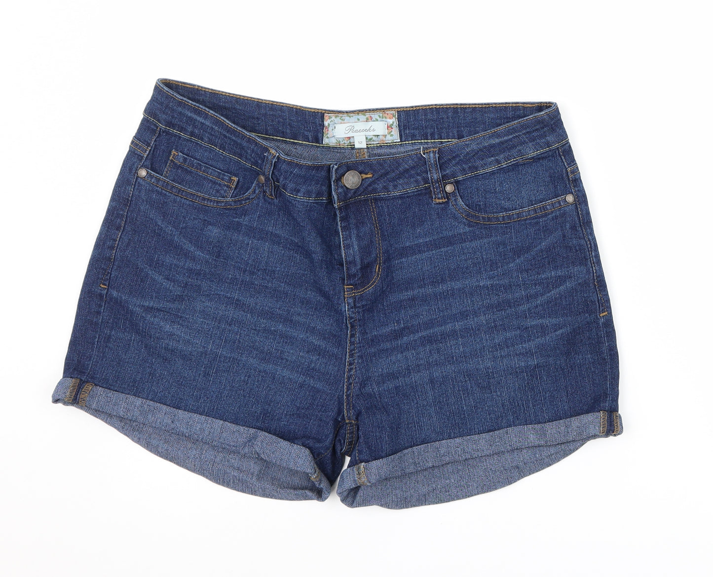 Peacocks Womens Blue  Denim Mom Shorts Size 12