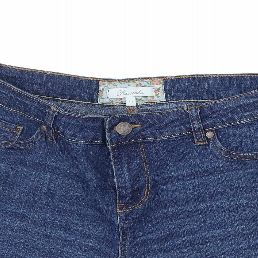 Peacocks Womens Blue  Denim Mom Shorts Size 12