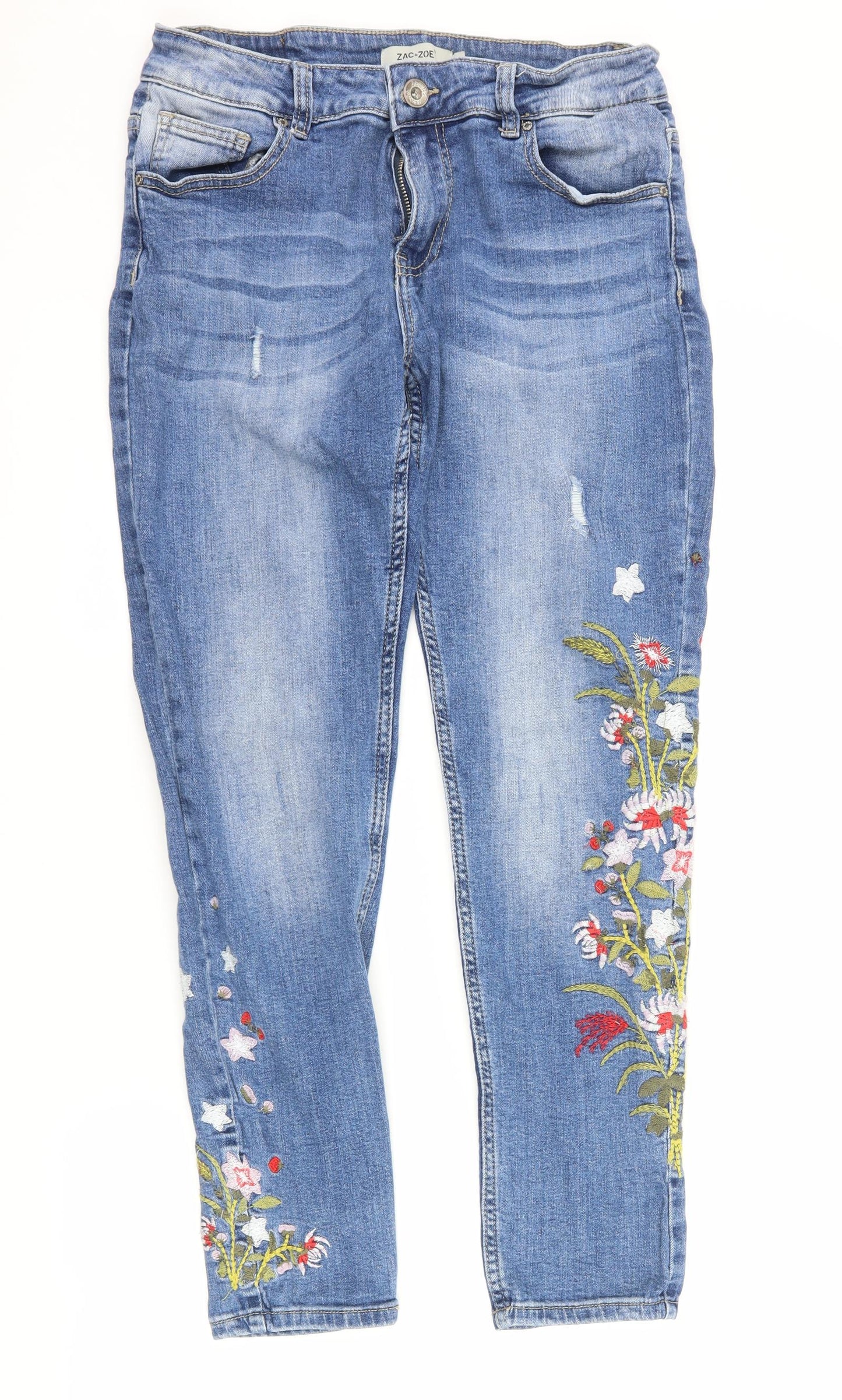Zac & Zoe Womens Blue Floral Denim Skinny Jeans Size XL L27 in