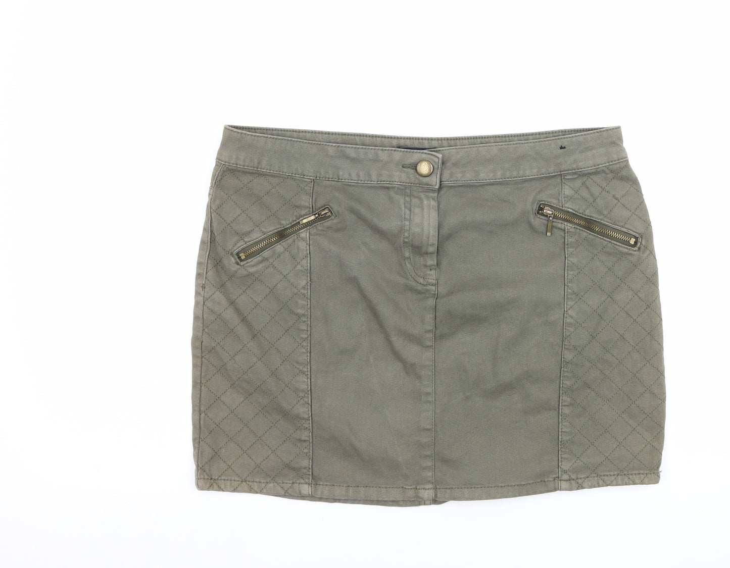 F&F Womens Green  Denim Mini Skirt Size 12