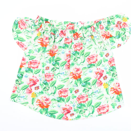 Innocence Womens White Floral  Basic T-Shirt Size 14