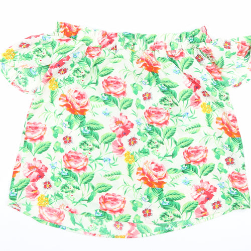 Innocence Womens White Floral  Basic T-Shirt Size 14