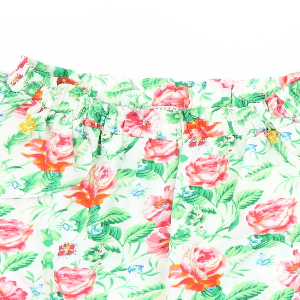 Innocence Womens White Floral  Basic T-Shirt Size 14