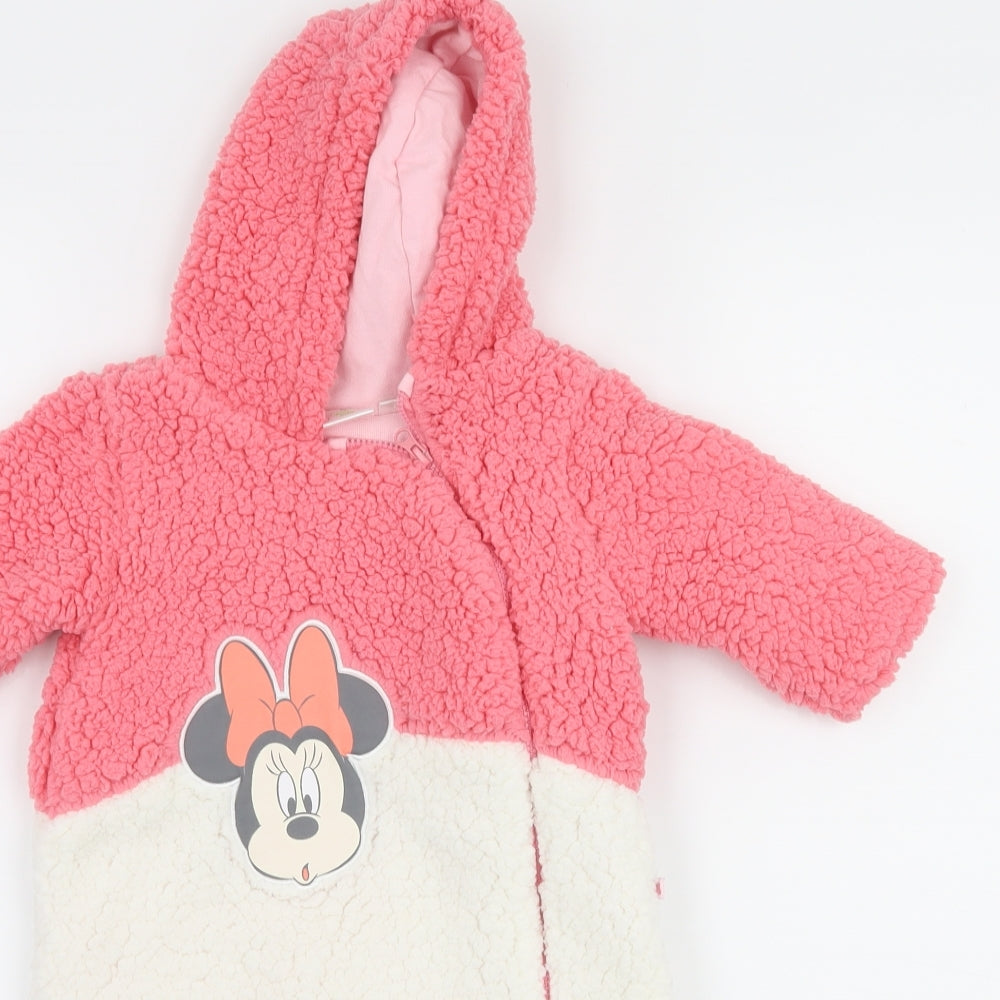 Disney Girls White  Fleece Overcoat Snowsuit Size 3-6 Months  - Disney Minnie Mouse