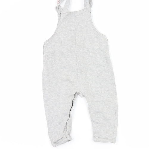 Peacocks Girls Grey   Dungaree One-Piece Size 18-24 Months  - bunny