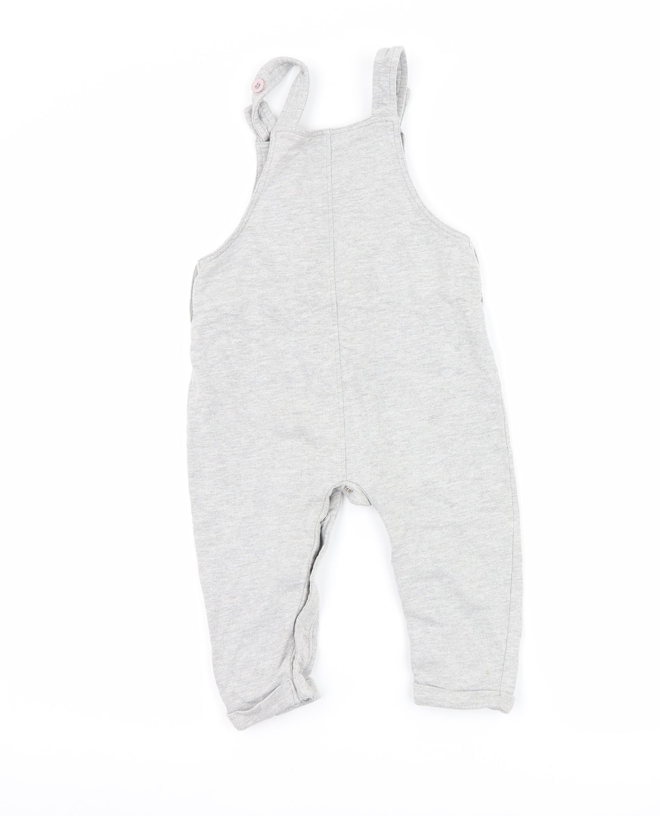 Peacocks Girls Grey   Dungaree One-Piece Size 18-24 Months  - bunny