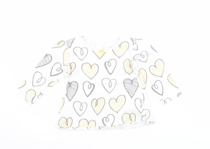 George Girls White Basic T-Shirt Size 9-12 Months - Love heart print