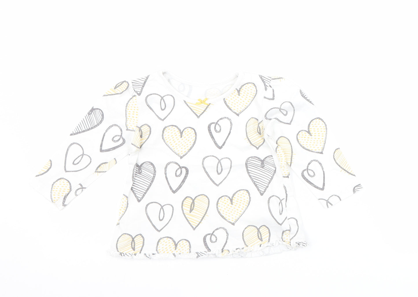 George Girls White   Basic T-Shirt Size 9-12 Months  - Love heart print