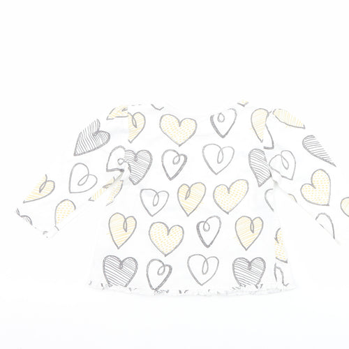 George Girls White   Basic T-Shirt Size 9-12 Months  - Love heart print