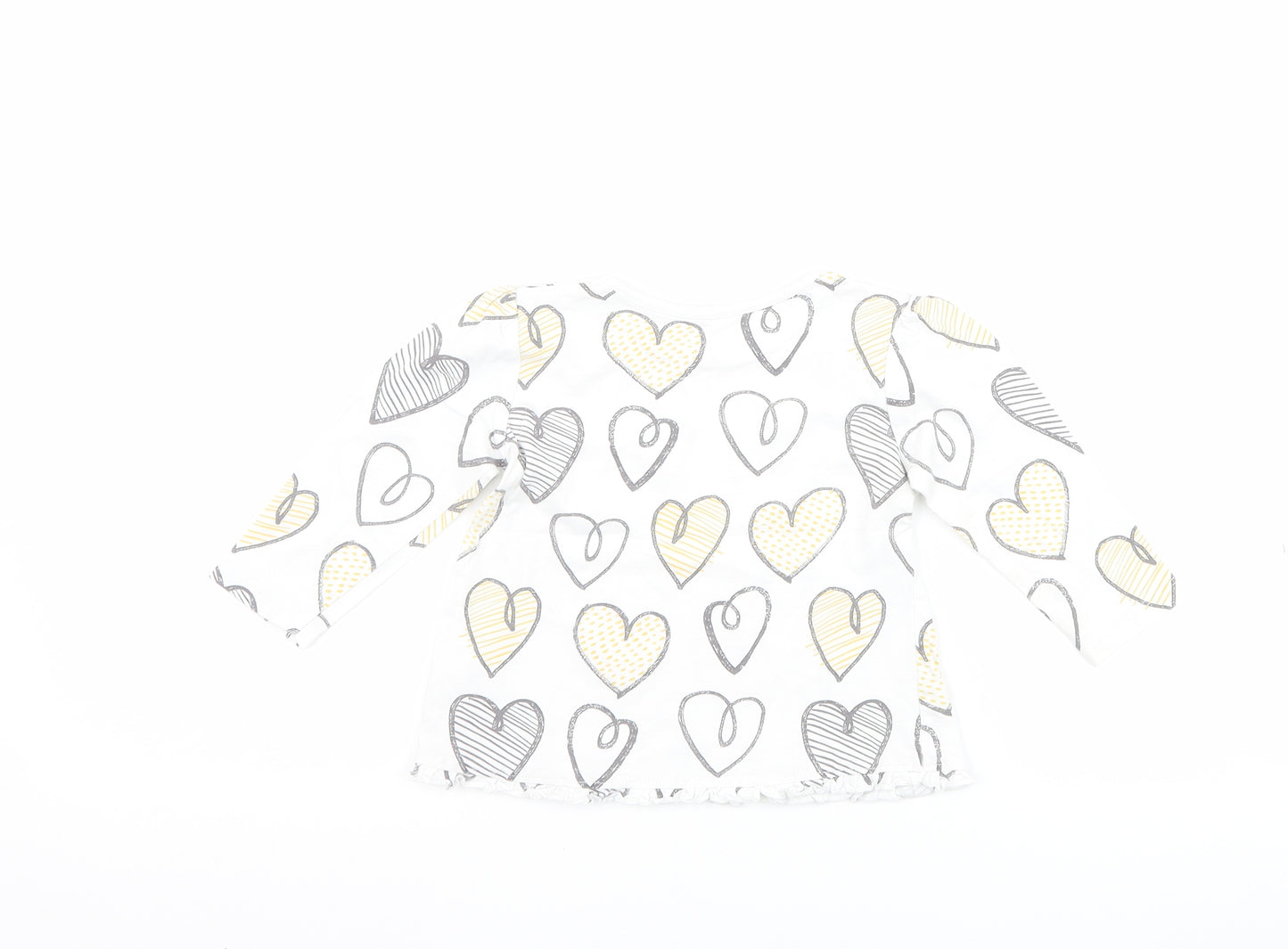 George Girls White   Basic T-Shirt Size 9-12 Months  - Love heart print