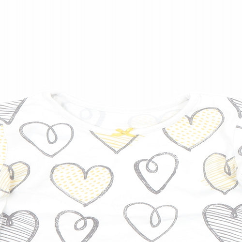 George Girls White   Basic T-Shirt Size 9-12 Months  - Love heart print