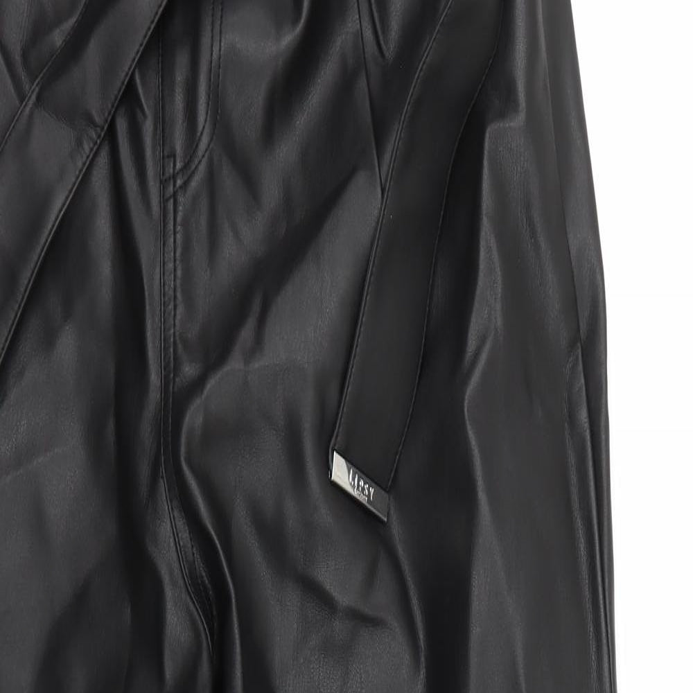 Lipsy Womens Black   Trousers  Size 12 L26 in - Paper Bag Waist leather look