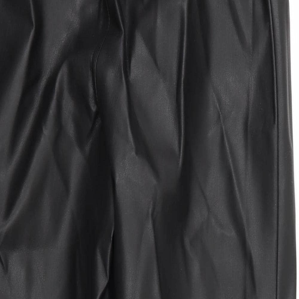 Lipsy Womens Black   Trousers  Size 12 L26 in - Paper Bag Waist leather look