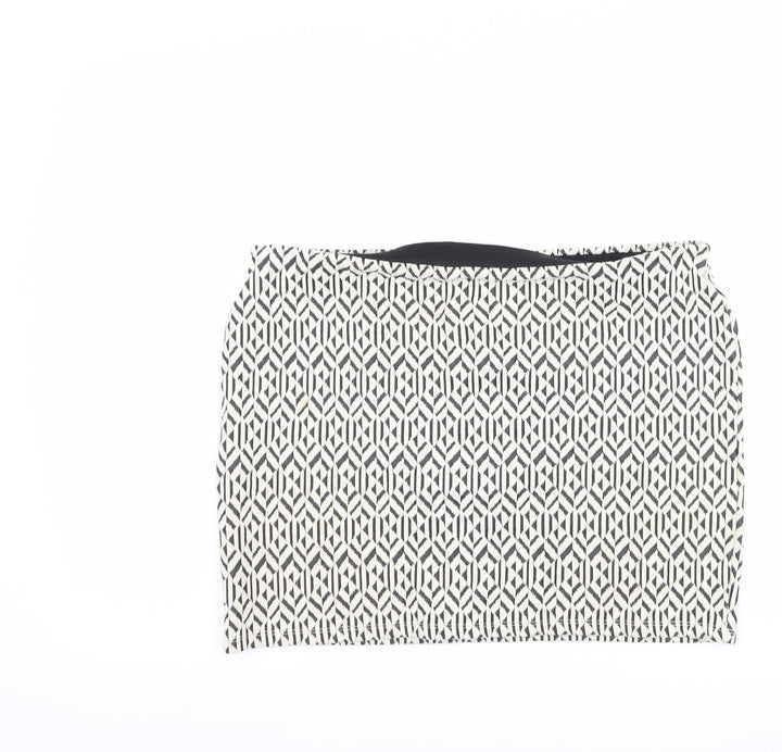Primark Womens Ivory Geometric Mini Skirt Size 16