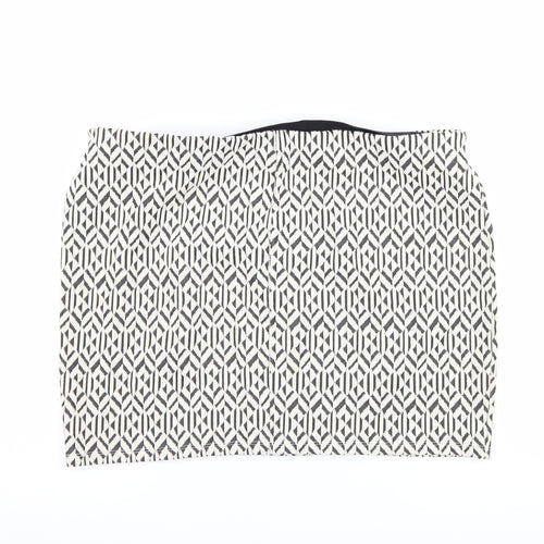 Primark Womens Ivory Geometric  Mini Skirt Size 16