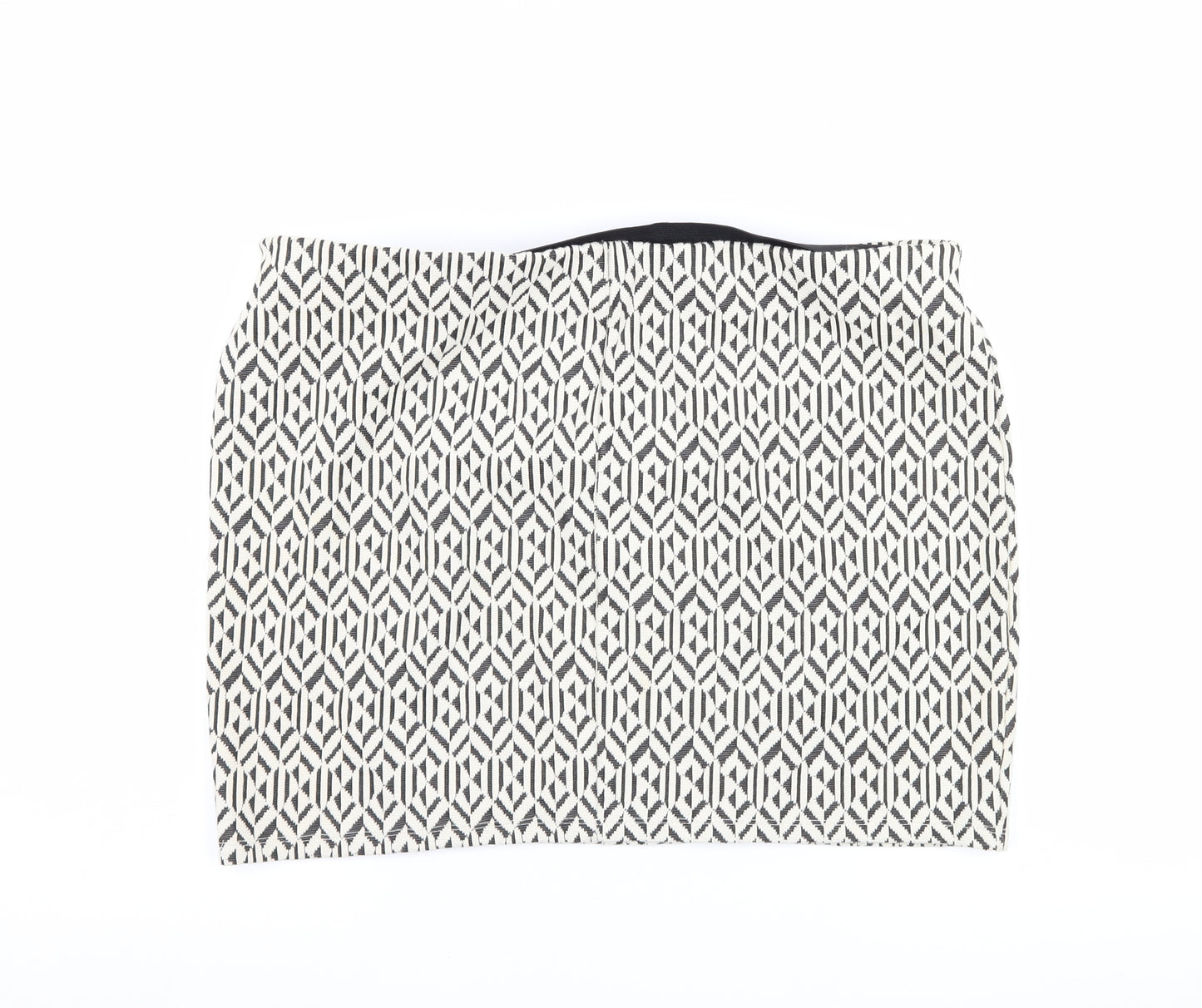 Primark Womens Ivory Geometric  Mini Skirt Size 16
