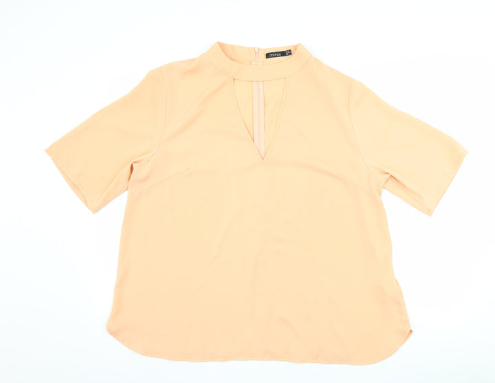 Boohoo Womens Pink Basic Blouse Size 18